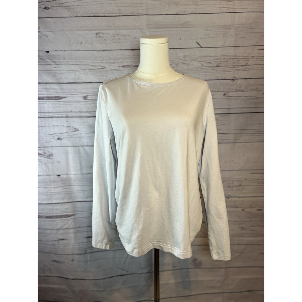 Pact Organic Cotton Long Sleeve Tee Light Gray Minimalist Basic Size Large